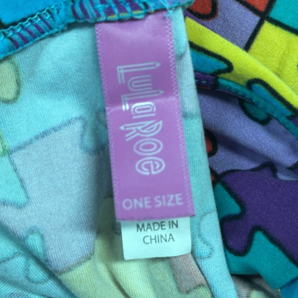 OS LuLaRoe Puzzle Piece Autism Awareness Leggings - Picture 3 of 3